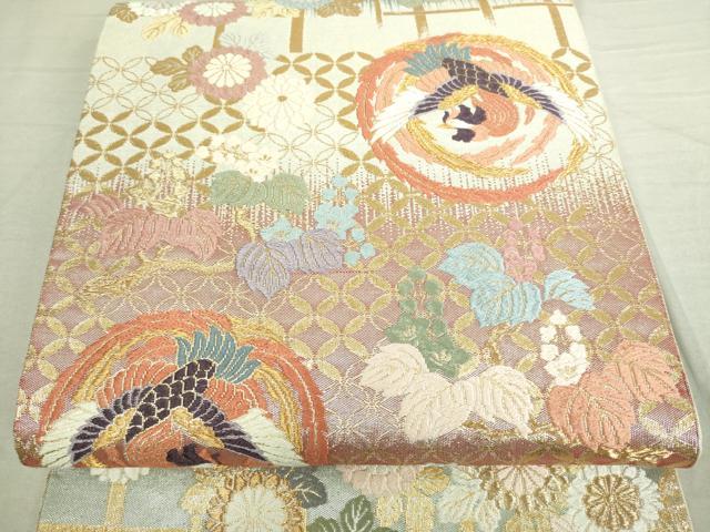 平和屋着物■六通柄袋帯 唐織 鳳凰花丸文 金糸 正絹 逸品 DAAP8573sf