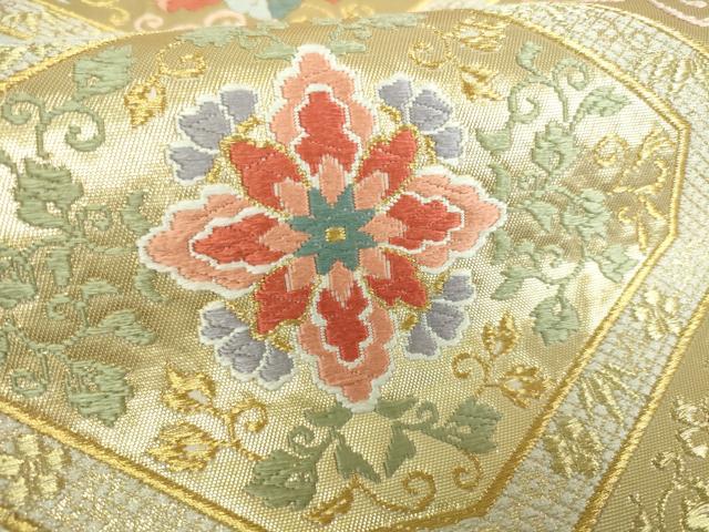 平和屋着物■六通柄袋帯 唐織 蜀江向かい鳥花文 金糸 正絹 逸品 DAAP8578sf