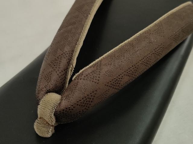 平和屋着物●男性 和装小物 草履 本皮 鼻緒:印伝風 印伝調 履物 逸品 未使用 DAAQ1473zzz