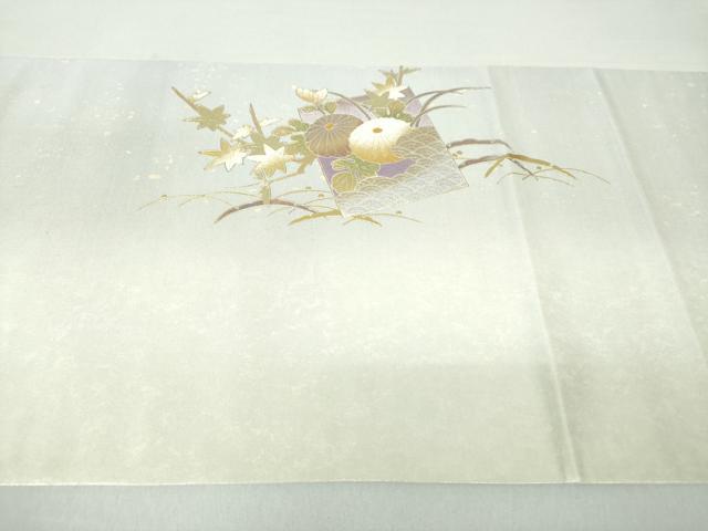 平和屋着物●金彩友禅 卓越技能者・名工・和田光正 太鼓柄袋帯 色紙重ね花文 金銀彩 引箔 正絹 逸品 未使用 DAAQ2815ps
