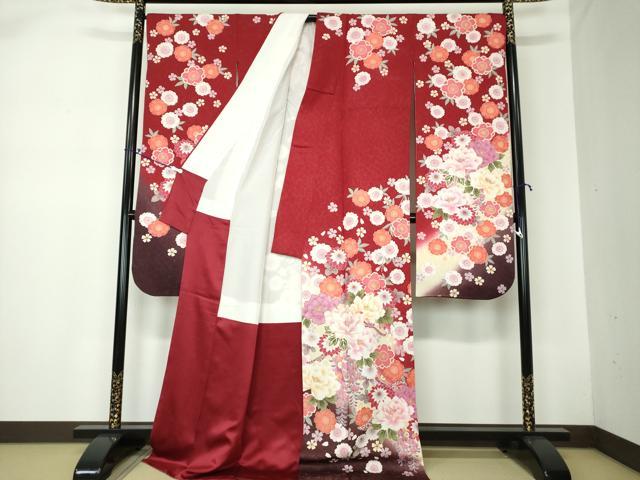 平和屋着物●豪華振袖 駒刺繍 束ね熨斗花文 暈し染め 金彩 金通し地 正絹 逸品 DAAQ2867ps