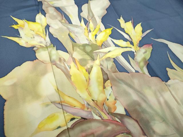 平和屋着物●手描友禅女流作家 一色生子 訪問着 ろうけつ染め 草花文 正絹 逸品 DAAQ2889ps