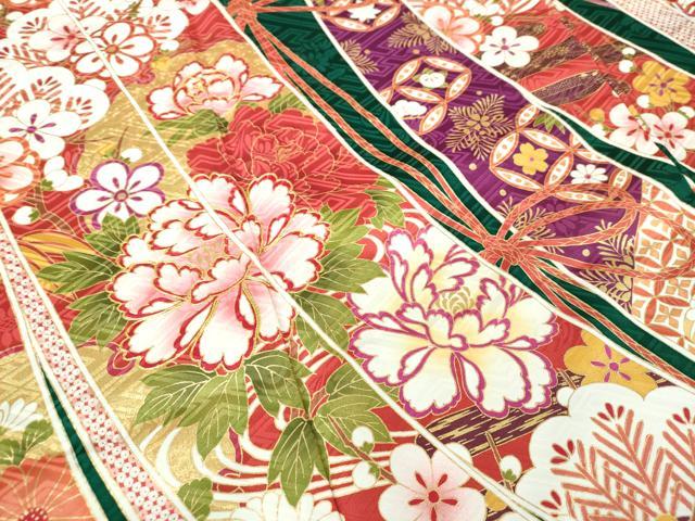 平和屋着物●豪華振袖 駒刺繍 束ね熨斗吉祥花文 金彩 正絹 逸品 DAAQ2910ps