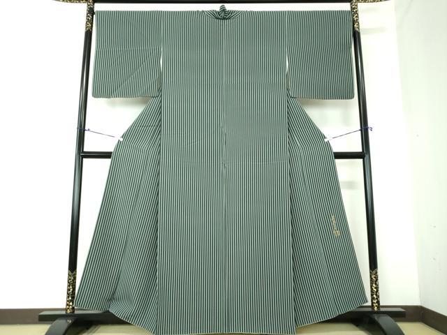平和屋着物●染色作家 斉藤三才 小紋 間道 正絹 逸品 DAAQ2917ps