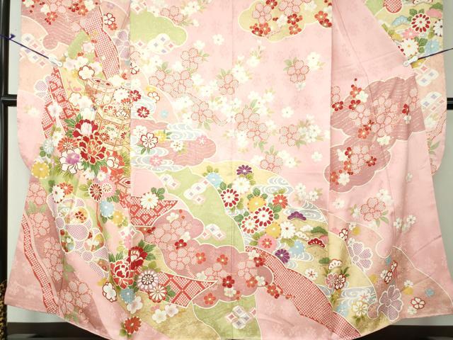 平和屋着物●豪華振袖 駒刺繍 貝桶花文 金彩 正絹 逸品 DAAQ2922ps