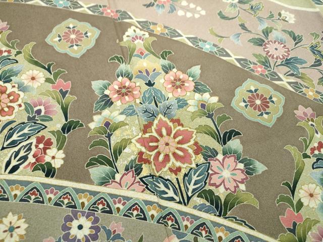 平和屋着物●訪問着 作家物 洋花文 金銀彩 正絹 逸品 DAAQ2930ps