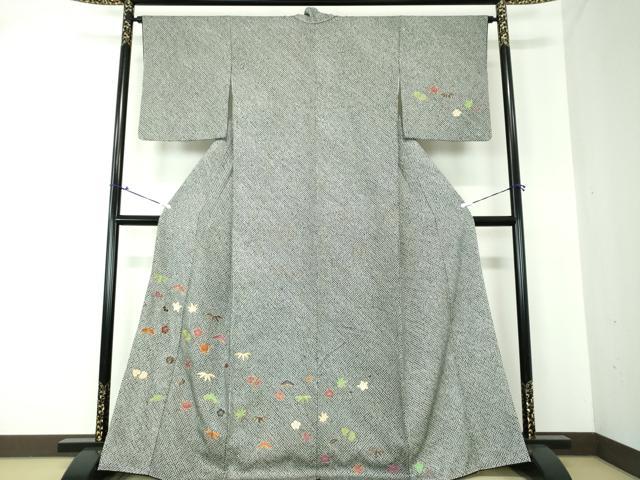 平和屋着物●訪問着 駒刺繍 総刺繍 絞り 松竹梅 黒地 金糸 正絹 逸品 未使用 DAAQ2947ps