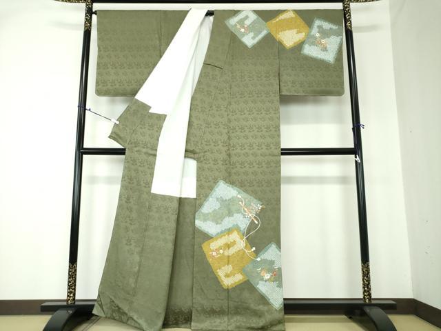 平和屋着物●訪問着 絞り 刺繍 横笛花文 金彩 正絹 逸品 DAAQ2949ps