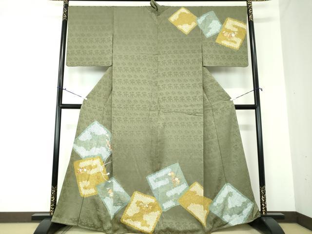 平和屋着物●訪問着 絞り 刺繍 横笛花文 金彩 正絹 逸品 DAAQ2949ps