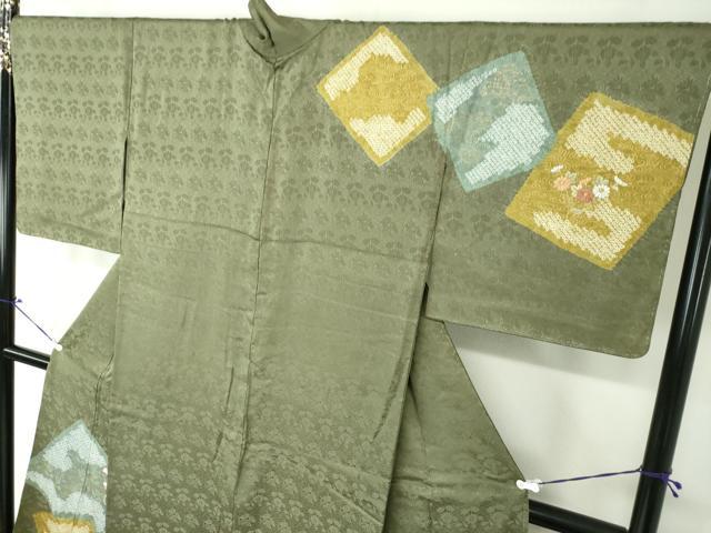 平和屋着物●訪問着 絞り 刺繍 横笛花文 金彩 正絹 逸品 DAAQ2949ps