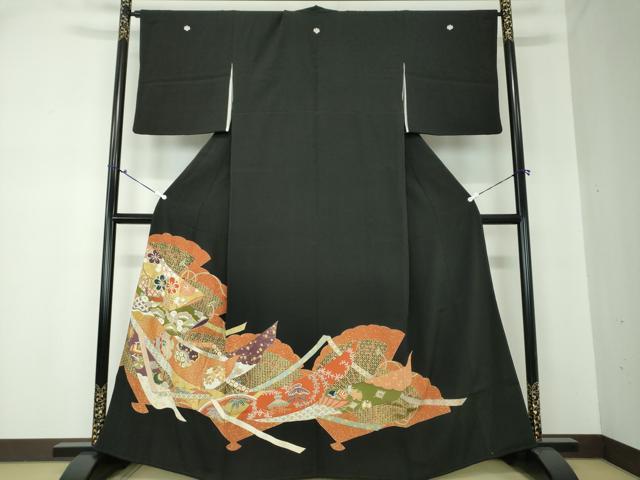 平和屋着物●豪華黒留袖 駒刺繍 雪輪吉祥花文 金彩 阪急百貨店扱い 正絹 逸品 DAAQ2954ps