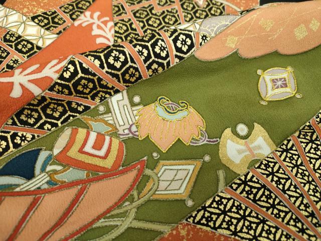 平和屋着物●豪華黒留袖 駒刺繍 雪輪吉祥花文 金彩 阪急百貨店扱い 正絹 逸品 DAAQ2954ps