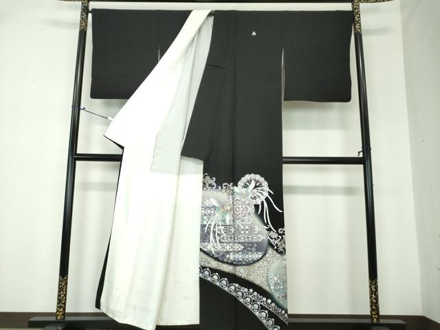 平和屋着物●伝統工芸士 村井紀夫 黒留袖 正倉院鳳凰花文 暈し染め 金銀彩 正絹 逸品 DAAQ2970ps