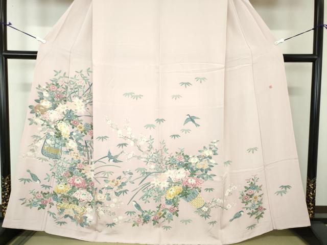 平和屋着物●本加賀友禅作家 染元千紅代表 寺西一紘 訪問着 飾花鳥文 正絹 逸品 DAAQ2977ps