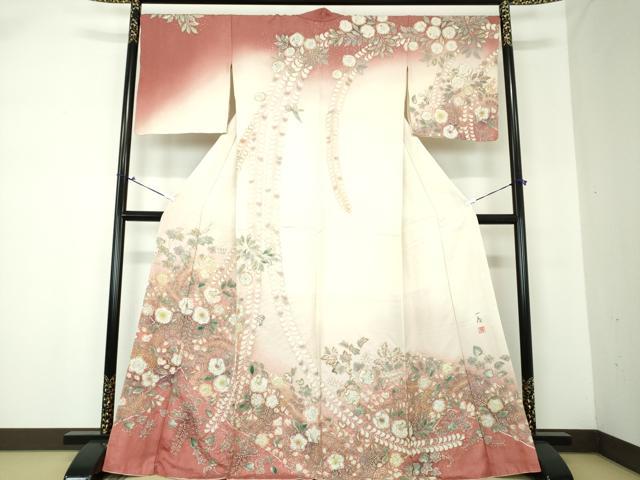 平和屋着物●吉乃一廉 幻の辻が花 訪問着 絞り 辻が花 暈し染め 銀通し地 正絹 逸品 DAAQ2985ps