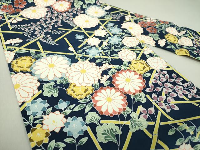 平和屋着物●塩瀬 全通柄九寸名古屋帯 草花文 正絹 逸品 未使用 DAAQ3011ps