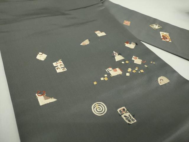 平和屋着物●九寸名古屋帯 総刺繍 十二支 干支 金糸 正絹 逸品 DAAQ3022ps