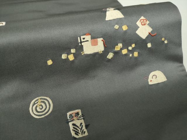 平和屋着物●九寸名古屋帯 総刺繍 十二支 干支 金糸 正絹 逸品 DAAQ3022ps