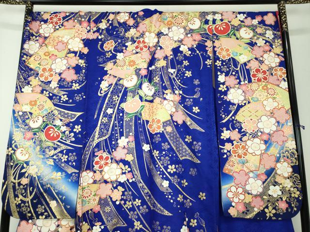 平和屋着物●豪華振袖 駒刺繍 地紙吉祥花文 暈し染め 金彩 正絹 逸品 DAAQ3084ps