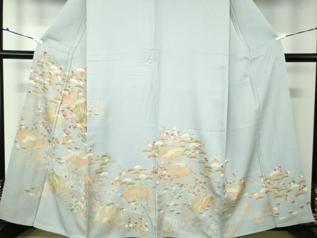 平和屋着物●豪華色留袖 駒刺繍 松竹梅 流水檜扇花文 金彩 正絹 逸品 未使用 DAAQ3113ps