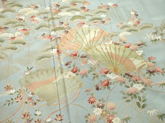 平和屋着物●豪華色留袖 駒刺繍 松竹梅 流水檜扇花文 金彩 正絹 逸品 未使用 DAAQ3113ps