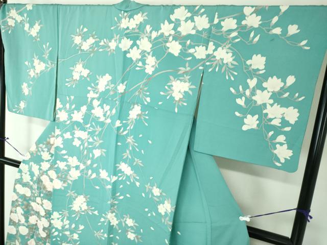 平和屋着物●訪問着 枝垂れ桜 木蓮 椿 ロング丈 正絹 逸品 DAAQ3172ps