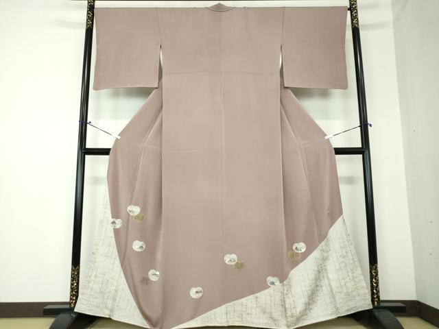 平和屋着物●松尾光琳 色留訪問着 刺繍 源氏歌仙図 銀彩 正絹 逸品 DAAQ3253ps
