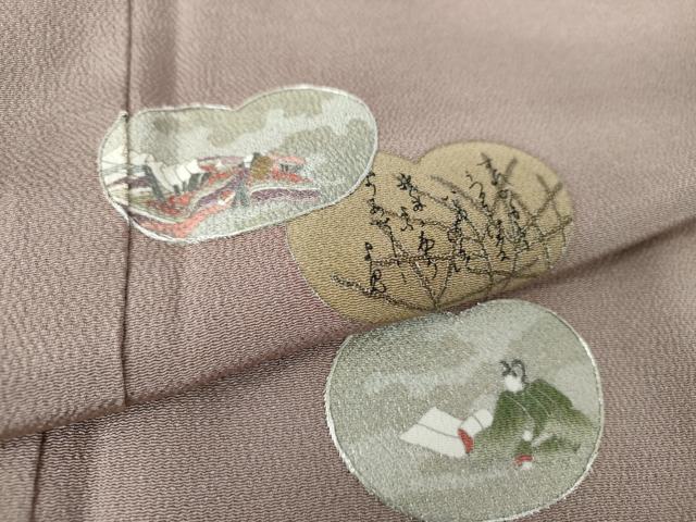 平和屋着物●松尾光琳 色留訪問着 刺繍 源氏歌仙図 銀彩 正絹 逸品 DAAQ3253ps