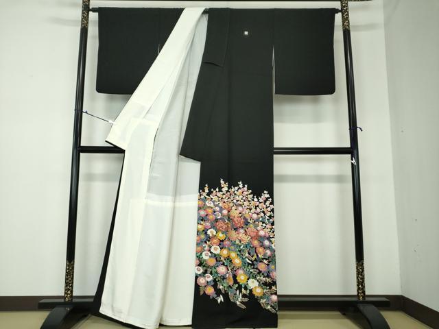 平和屋着物●中国三大刺繍 蘇州刺繍 総刺繍 黒留袖 花鳥文 正絹 逸品 DAAQ3255ps