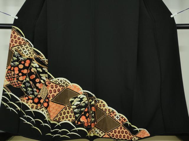平和屋着物●豪華黒留袖 総刺繍 松竹梅 冊子花文 金糸 正絹 逸品 DAAQ3265ps
