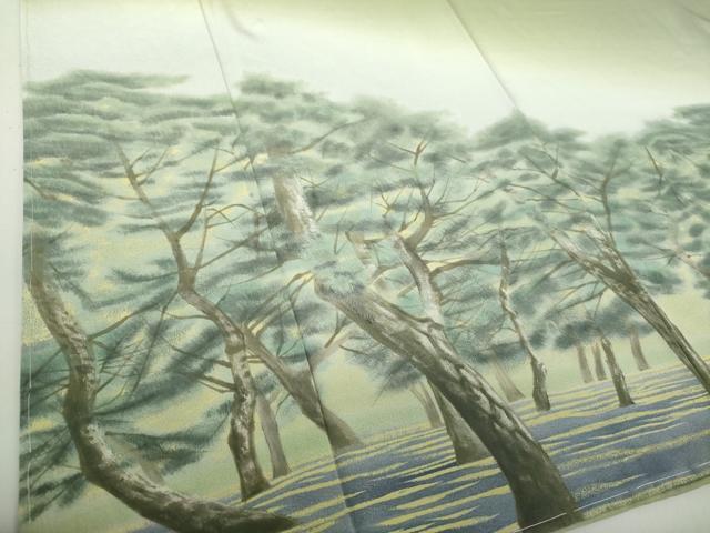 平和屋着物●染色作家 寺島利男 色留訪問着 手描き 松原 暈し染め 正絹 逸品 未使用 DAAQ3267ps