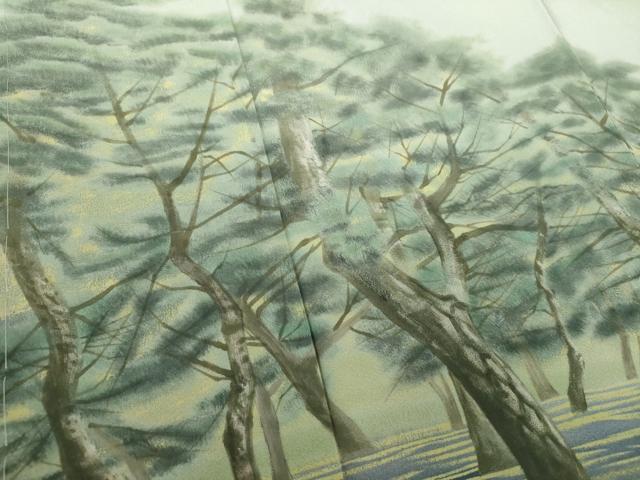 平和屋着物●染色作家 寺島利男 色留訪問着 手描き 松原 暈し染め 正絹 逸品 未使用 DAAQ3267ps