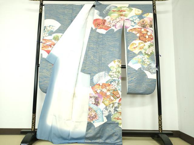 平和屋着物●豪華振袖 駒刺繍 地紙飛鶴花文 金彩 正絹 逸品 DAAQ3274ps