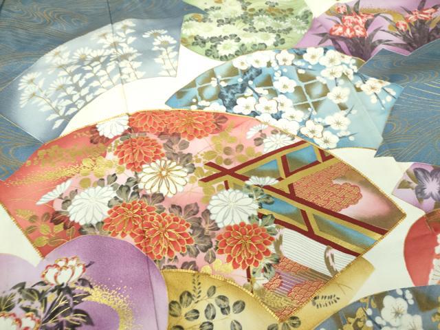 平和屋着物●豪華振袖 駒刺繍 地紙飛鶴花文 金彩 正絹 逸品 DAAQ3274ps