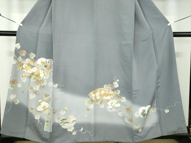 平和屋着物●中国三大刺繍 相良刺繍 訪問着 黄金繭 駒刺繍 地紙花文 暈し染め 金彩 正絹 逸品 DAAQ3280ps
