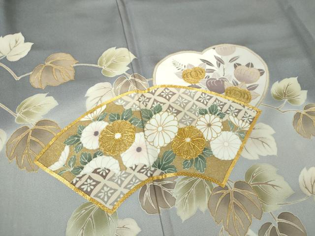 平和屋着物●中国三大刺繍 相良刺繍 訪問着 黄金繭 駒刺繍 地紙花文 暈し染め 金彩 正絹 逸品 DAAQ3280ps