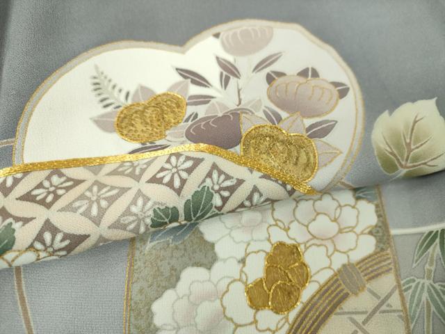 平和屋着物●中国三大刺繍 相良刺繍 訪問着 黄金繭 駒刺繍 地紙花文 暈し染め 金彩 正絹 逸品 DAAQ3280ps