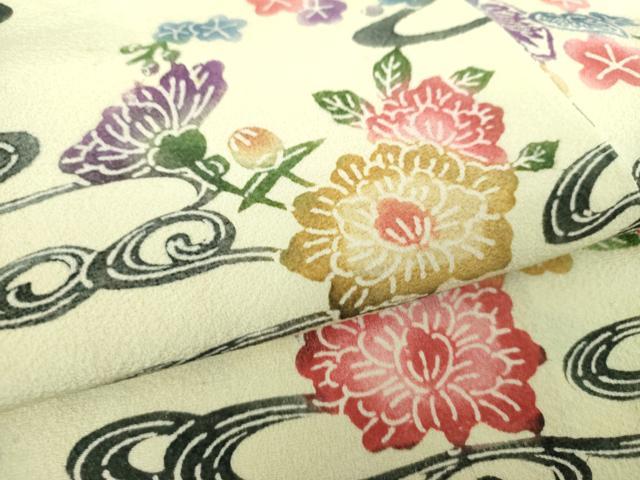 平和屋着物●上質な小紋 型染 流水花文 正絹 逸品 DAAQ3282ps