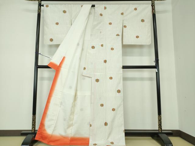 平和屋着物●上質な紬 亀甲変わり縞 正絹 逸品 DAAQ3324ps