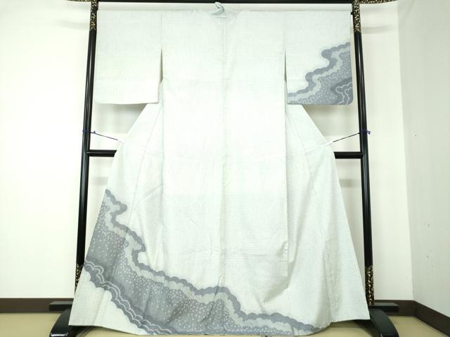 平和屋着物●訪問着 紬地 杢目絞り 雲取り 正絹 逸品 DAAQ3327ps