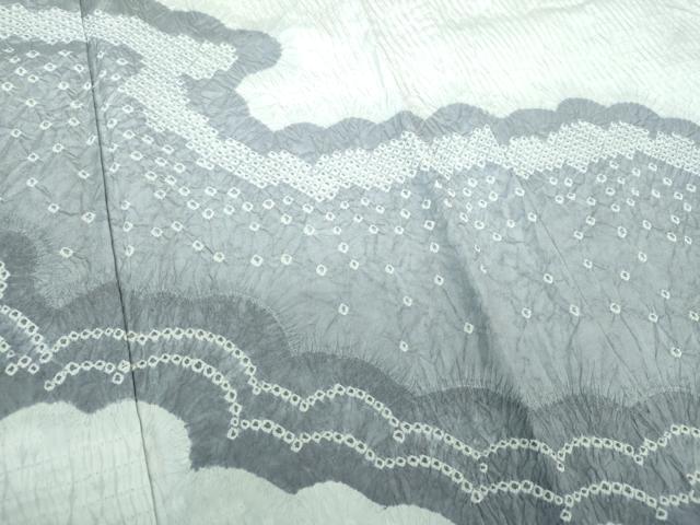 平和屋着物●訪問着 紬地 杢目絞り 雲取り 正絹 逸品 DAAQ3327ps
