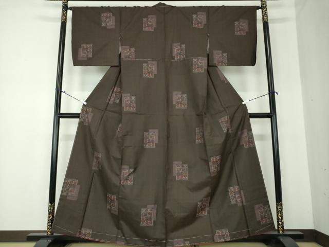平和屋着物●本場大島紬 地空 色紙器物花文 やまと誂製 正絹 逸品 DAAQ3330ps