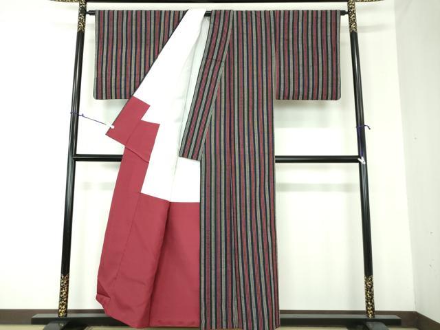 平和屋着物●上質な紬 縞 正絹 逸品 DAAQ3340ps