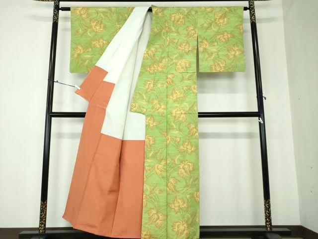 平和屋着物●上質な紬 草花文 正絹 逸品 DAAQ3353ps