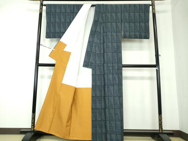 平和屋着物●上質な紬 格子間道 正絹 逸品 DAAQ3360ps