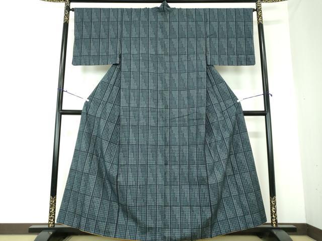 平和屋着物●上質な紬 格子間道 正絹 逸品 DAAQ3360ps