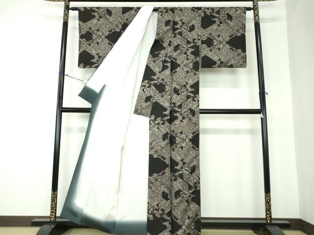 平和屋着物●本場大島紬 9マルキ 几帳人物風景 正絹 逸品 DAAQ3366ps