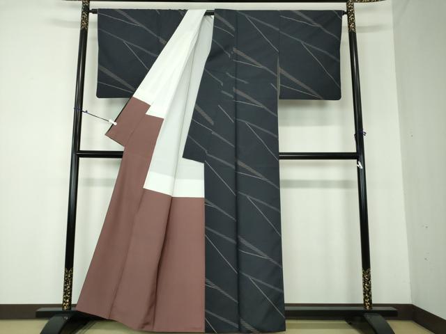 平和屋着物●本場大島紬 斜線文 正絹 逸品 DAAQ3381ps