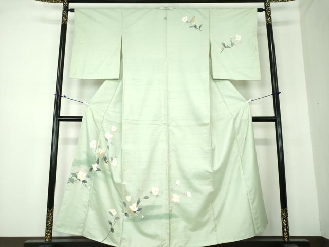 平和屋着物●本加賀友禅作家 成竹登茂男 白山紬 訪問着 枝花文 正絹 逸品 DAAQ3419ps