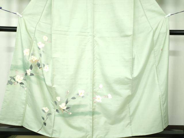 平和屋着物●本加賀友禅作家 成竹登茂男 白山紬 訪問着 枝花文 正絹 逸品 DAAQ3419ps